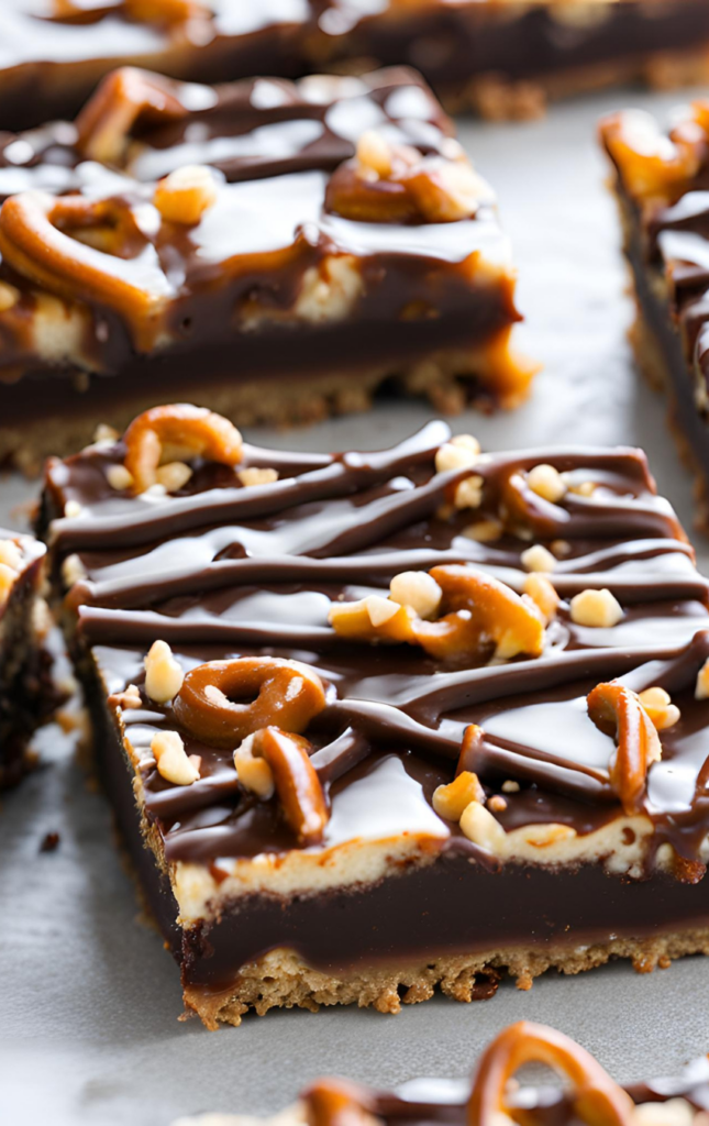 Chocolate Caramel Coffee Pretzel Bars