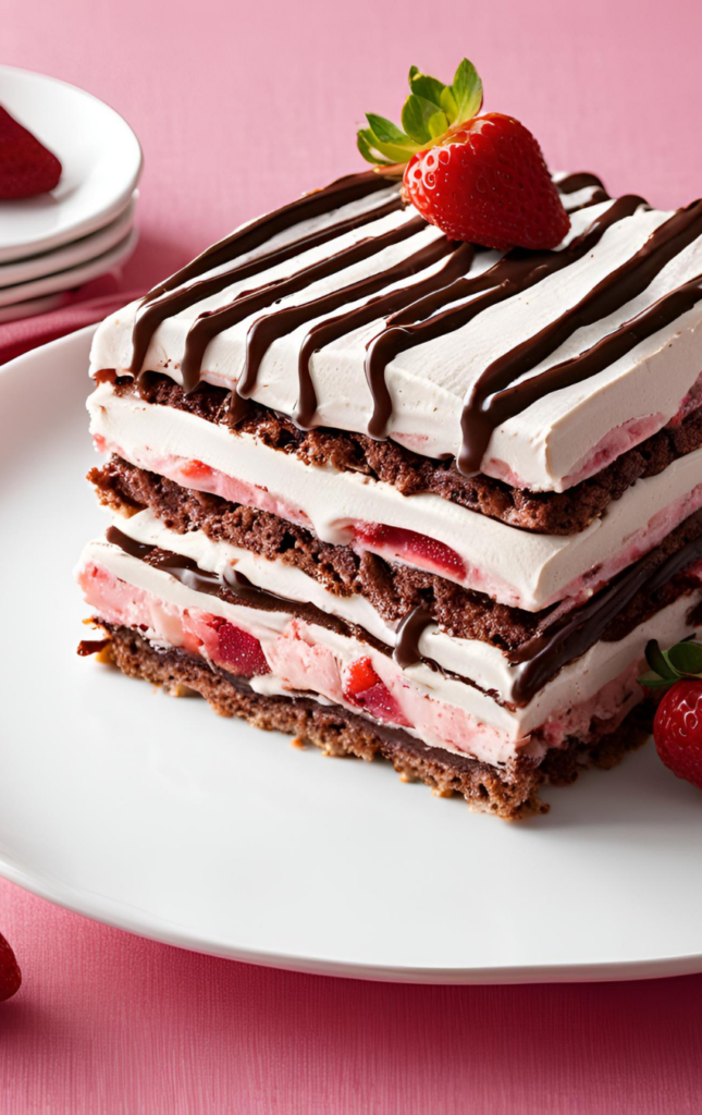 Strawberry-Chocolate-Raspberry Icebox Cake 