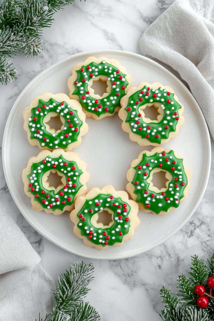 butter cookie wreaths