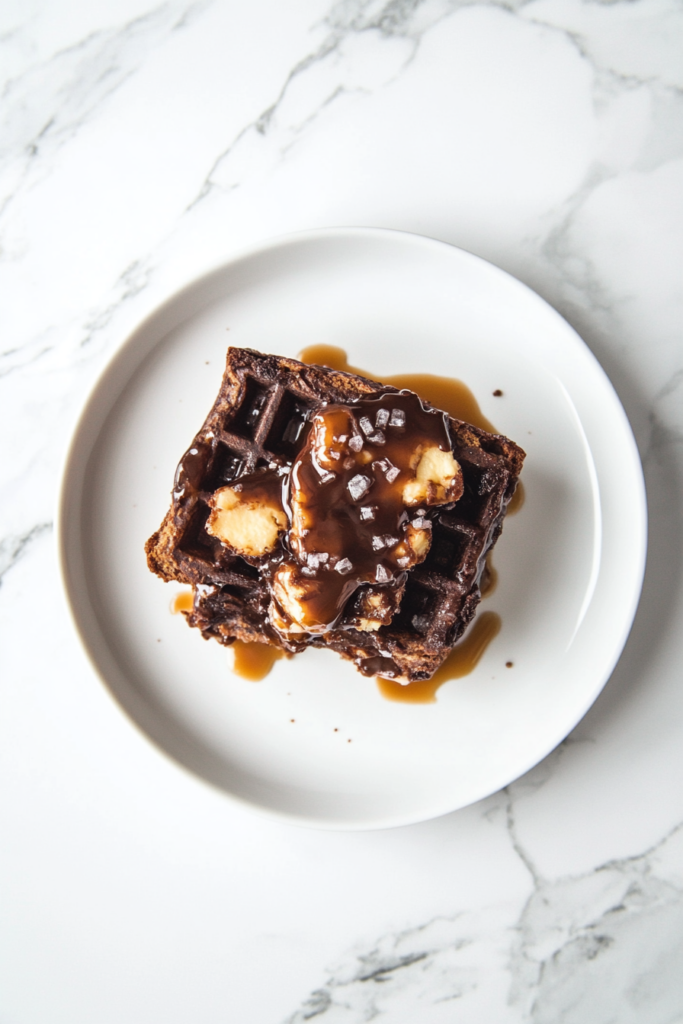 Chocolate & Salted Caramel Waffle Bread & Butter Pudding