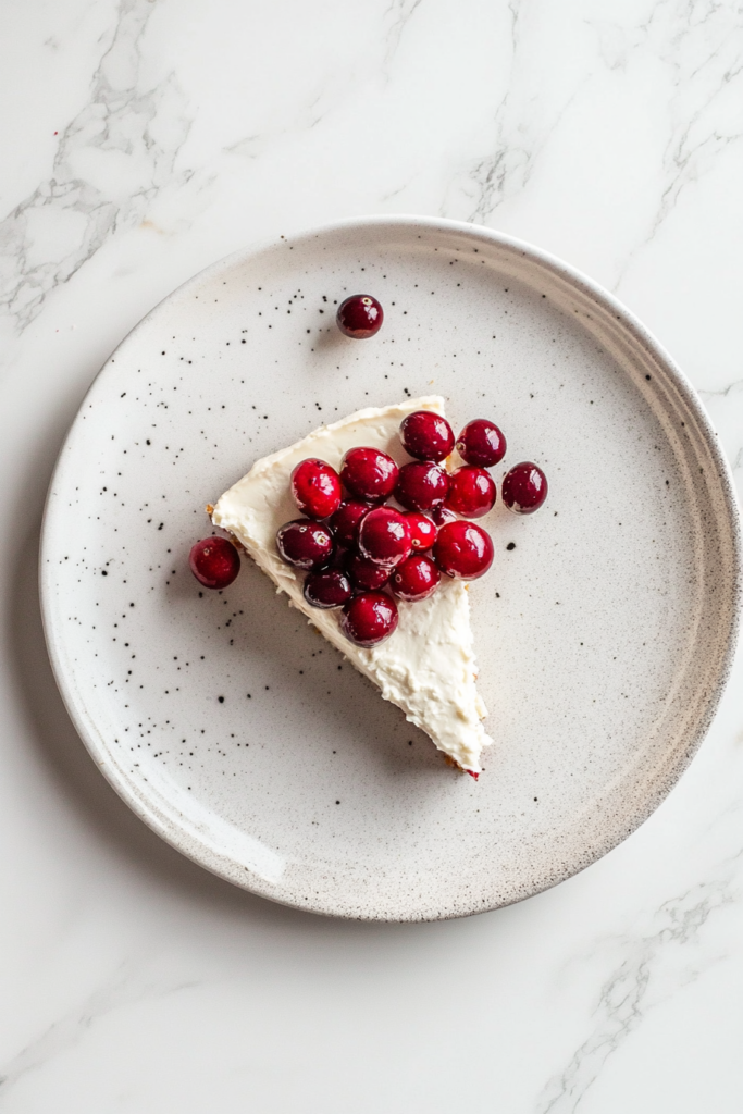 goat cheese cake with wine poached cranberries