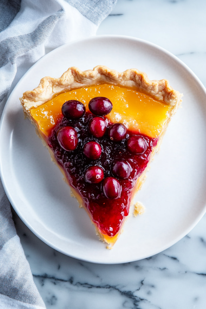 Orange Chess Pie with Cranberry Gelée