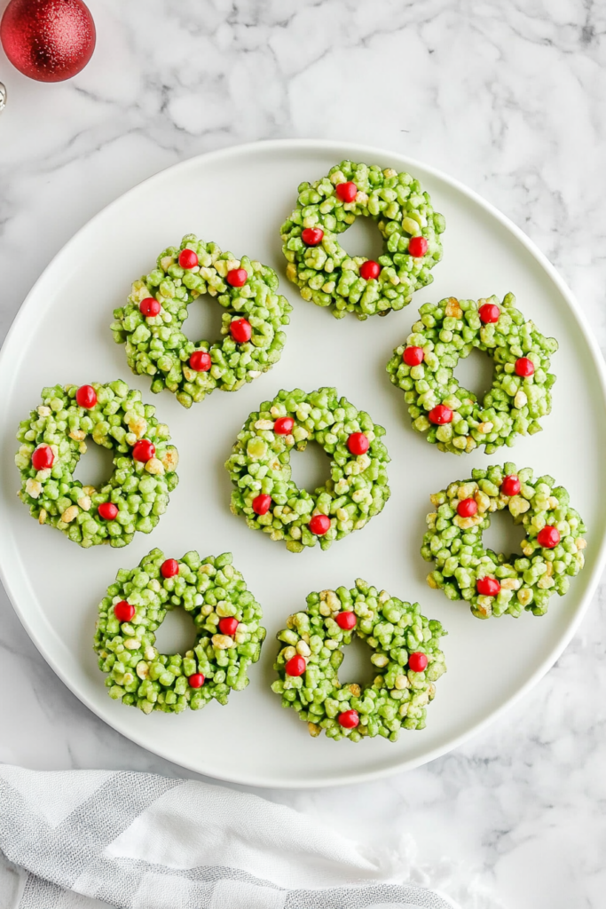 No-Bake Christmas Wreath Cookies