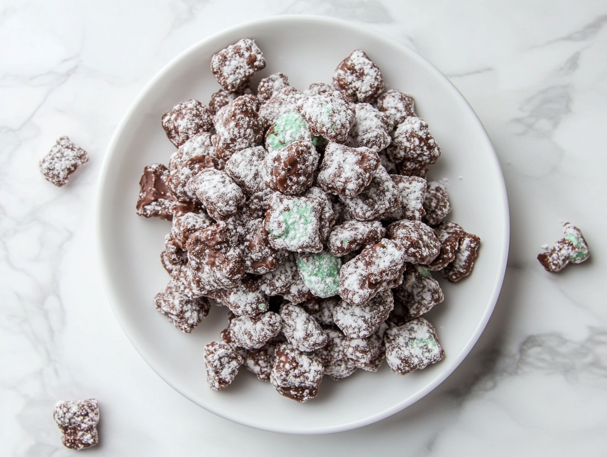 Thin Mint Muddy Buddies Candy is ready