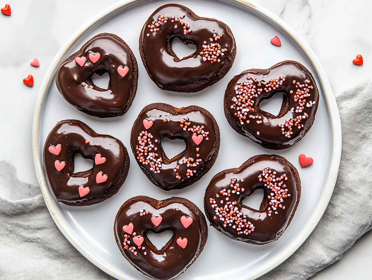 Baked Chocolate Heart Donuts