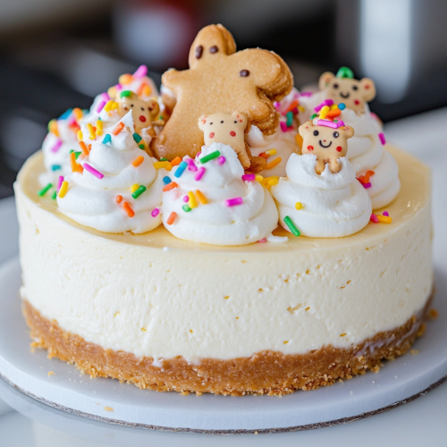 Frosted Animal Cookie Cheesecake Recipe is ready to serve