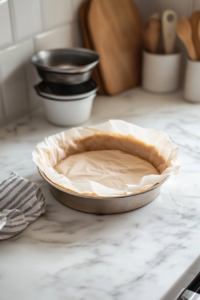 Line a springform pan with parchment paper for easy removal